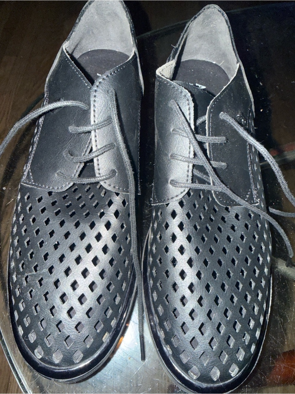 Armani Jeans Black Perforated Lace-Up Oxfords